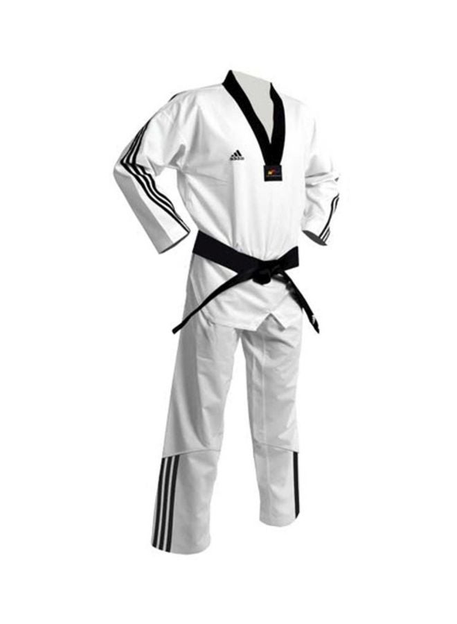 ADI-FLEX Taekwondo Uniform W/ Stripes - White/Black, 160cm 160cm