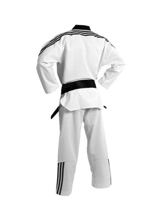 ADI-FLEX Taekwondo Uniform W/ Stripes - White/Black, 160cm 160cm