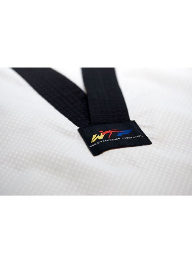 ADI-FLEX Taekwondo Uniform W/ Stripes - White/Black, 160cm 160cm