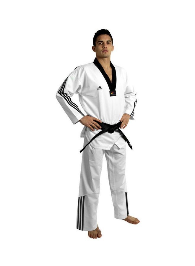 ADI-FLEX Taekwondo Uniform W/ Stripes - White/Black, 160cm 160cm