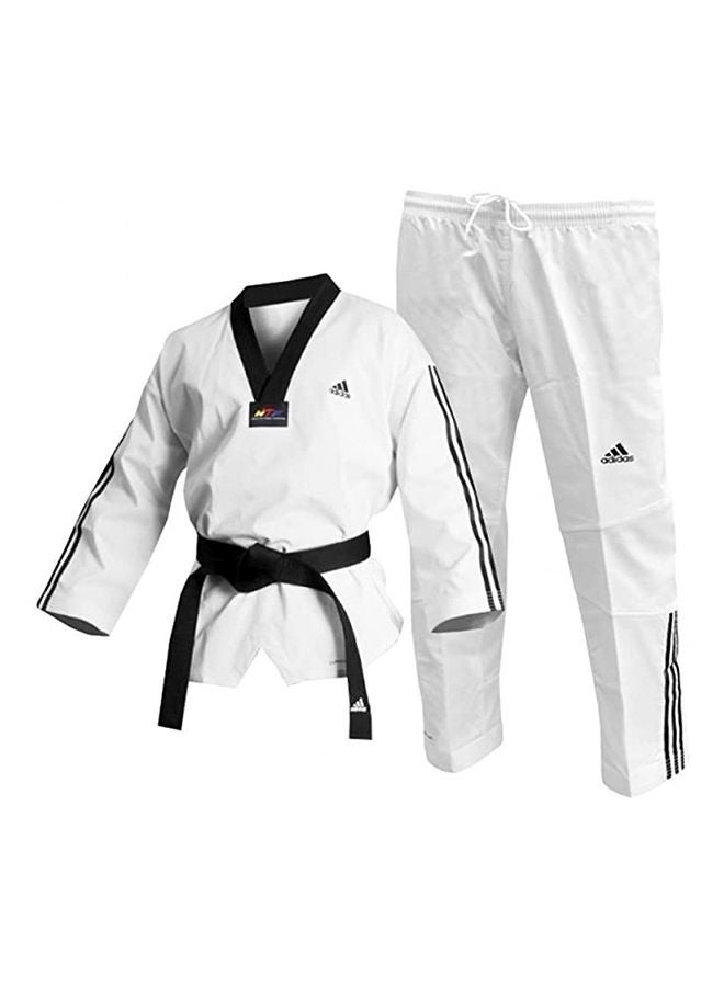 ADI-FLEX Taekwondo Uniform W/ Stripes - White/Black, 210cm 210cm