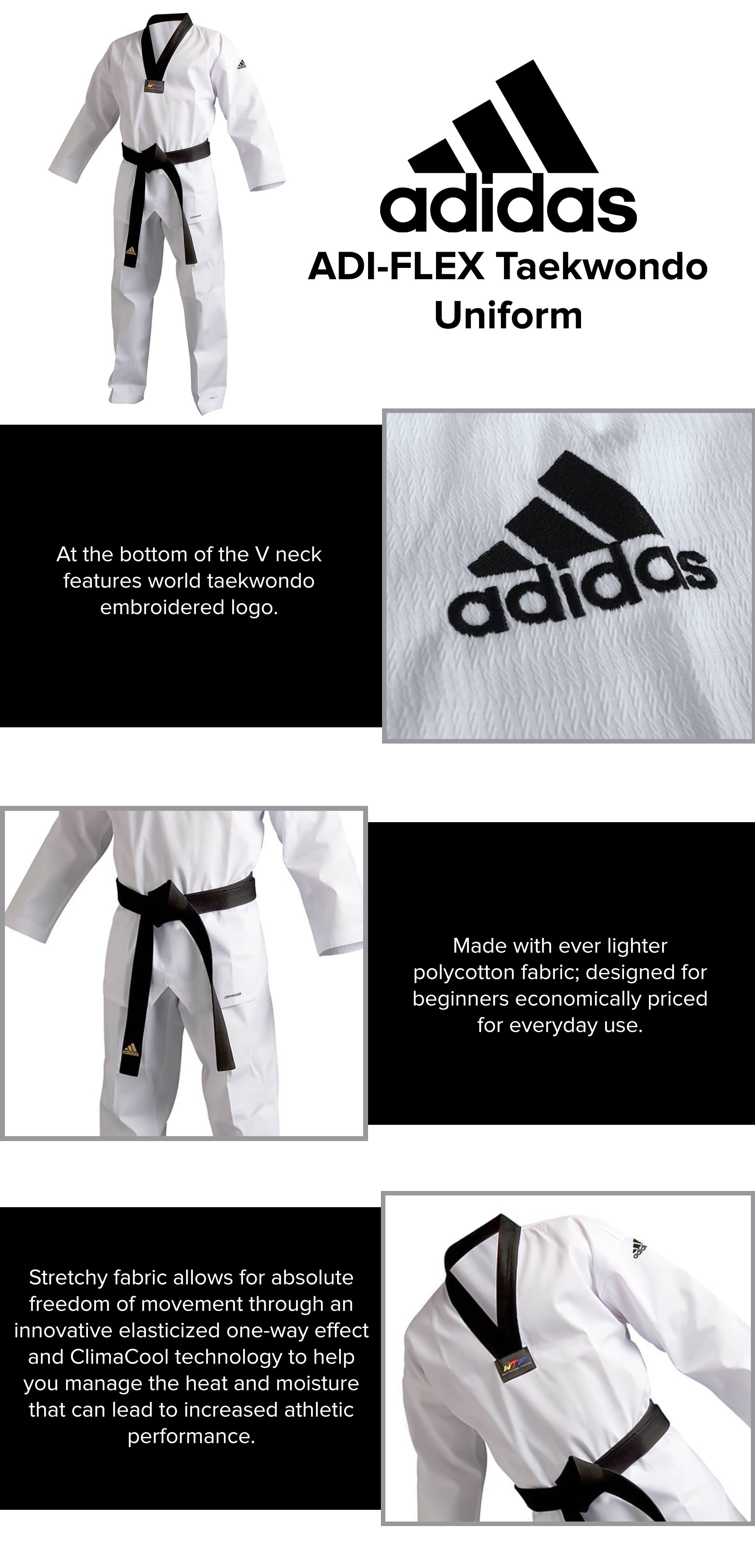 ADI-FLEX Taekwondo Uniform - White/Black, 170cm 170cm