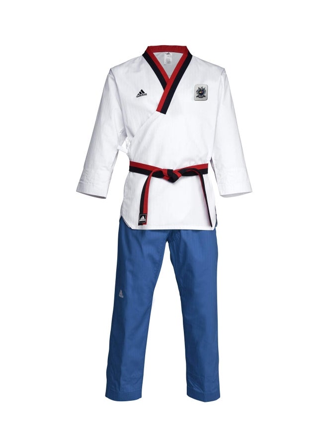 Taekwondo Poomsae Youth Male Uniform - White/L.Blue