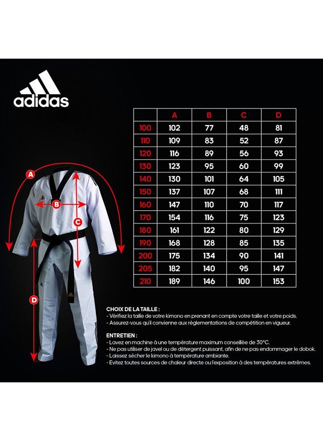 ADI-START Taekwondo Uniform - White/Red/Black 120cm