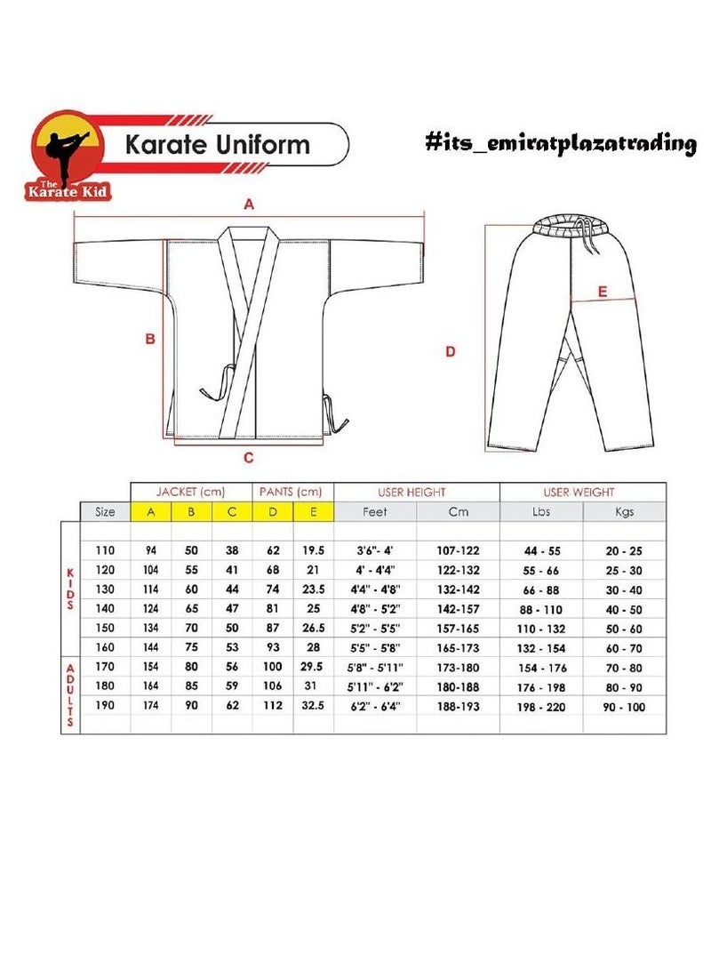 Karate Uniform White Set Jacket Pant and Belt