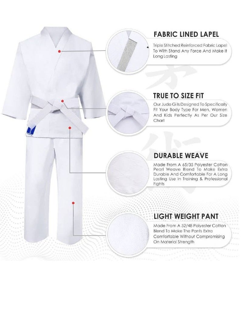 Karate Uniform White Set Jacket Pant and Belt