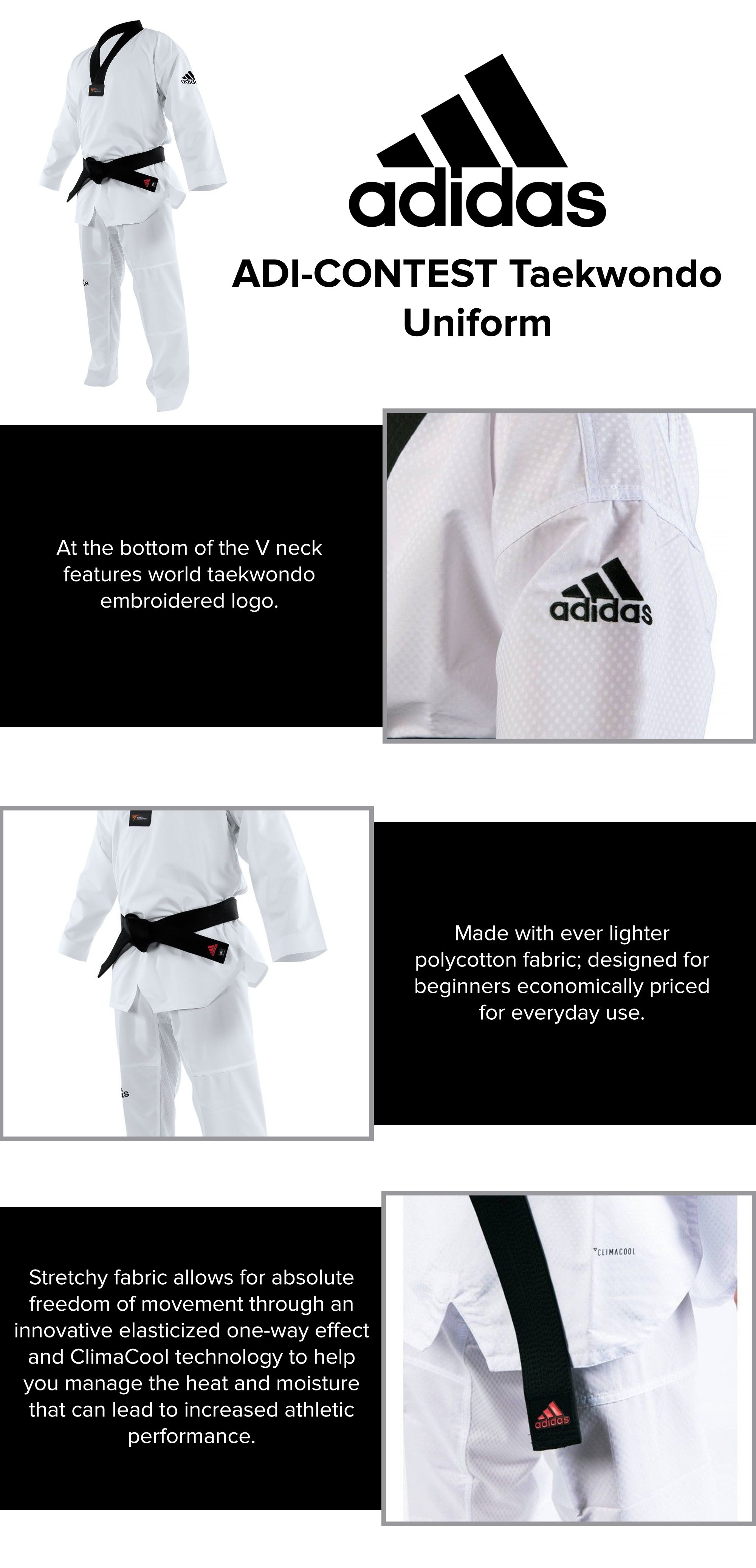 ADI-CONTEST Taekwondo Uniforn - White/Black 140cm