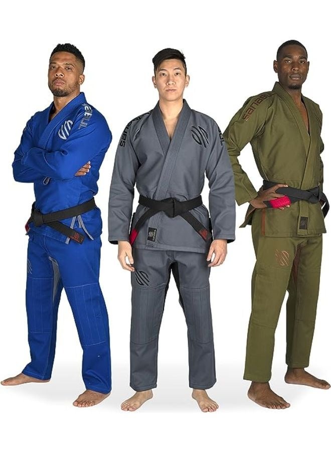 Essential BJJ Gi for Men | Brazilian Jiu Jitsu Gi BJJ | Lightweight, Preshrunk Cotton Fabric | IBJJF Approved Grey