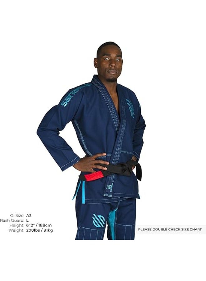 Essential BJJ Gi for Men | Brazilian Jiu Jitsu Gi BJJ | Lightweight, Preshrunk Cotton Fabric | IBJJF Approved Navy