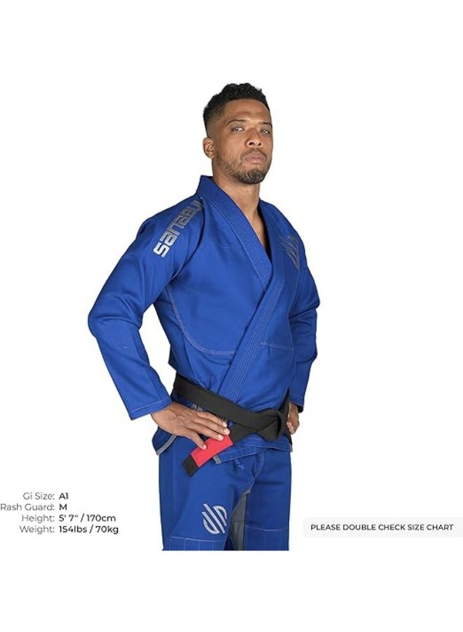 Essential BJJ Gi for Men | Brazilian Jiu Jitsu Gi BJJ | Lightweight, Preshrunk Cotton Fabric | IBJJF Approved Blue