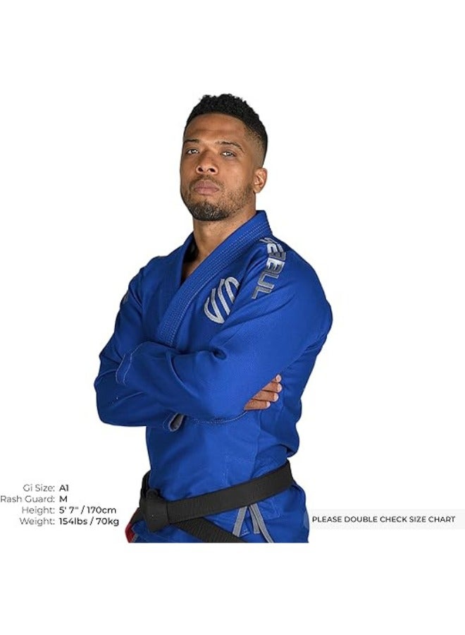 Essential BJJ Gi for Men | Brazilian Jiu Jitsu Gi BJJ | Lightweight, Preshrunk Cotton Fabric | IBJJF Approved Blue