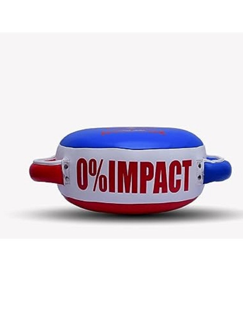 Tocayah 0% Impact Blue & Red Round Boxing Shield | Leather Punch Shield Fitness Plus Punch Shield, Lightweight, Durable, Over 3 in. of Layered Foam Padding, Easy-Grip Handles
