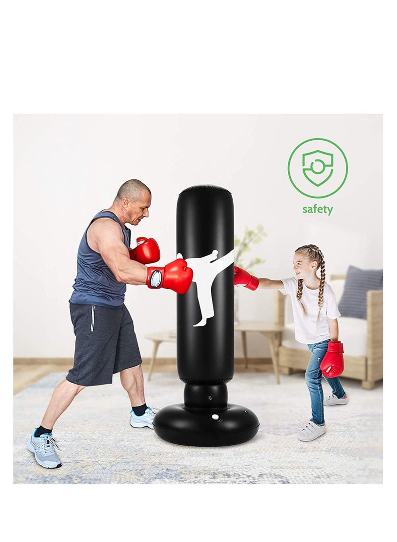 Punching Bag for Kids, 63 Inch Freestanding Boxing Inflatable Kids , Bounce Back Practicing Karate, Taekwondo, MMA, Fitness (Air Pump Included)