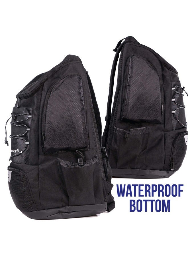 Swim Backpack Pool Bag With Wet & Dry Compartments For Swimming, The Beach, Camping And More (Black)