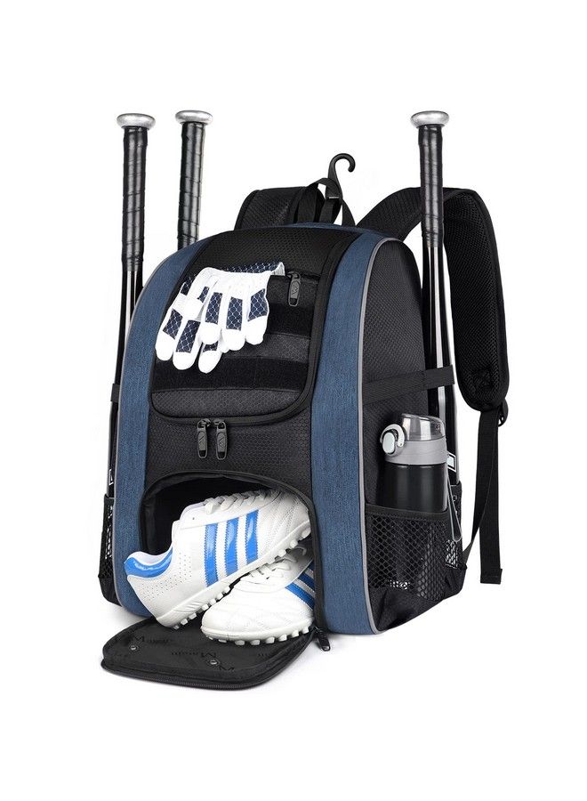 Baseball Bag Lightweight Softball Bags With Shoes Compartment For Men Large Capacity Baseball Backpack For Adult With Fence Hook Hold 4 Tee Ball Bats Batting Glove Tball Gear Helmet