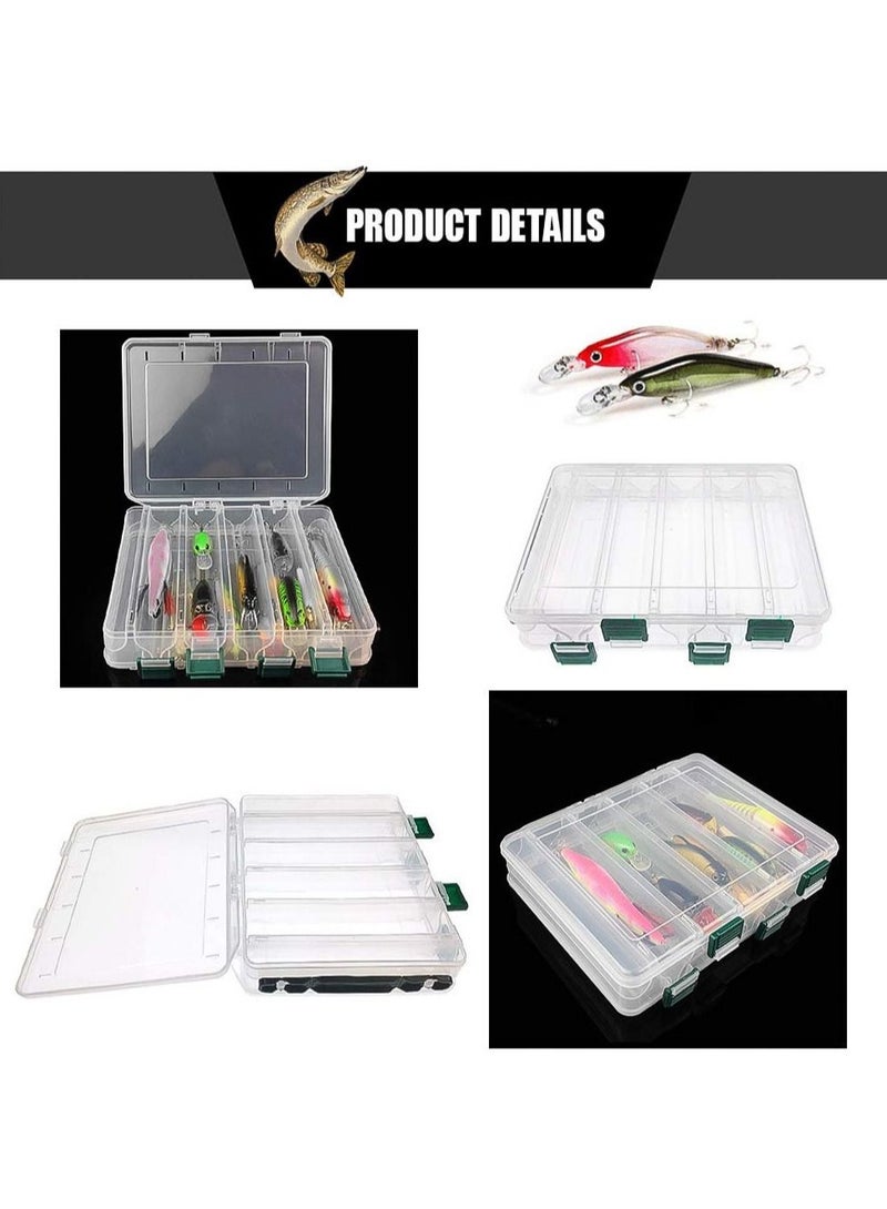 Fishing Tackle Storage Box, Double Sided Plastic Fishing Lure Box, Waterproof Visible Plastic Clear Fishing Lure Case, Suitable for Storage and Organization of Fishing Accessories Tools