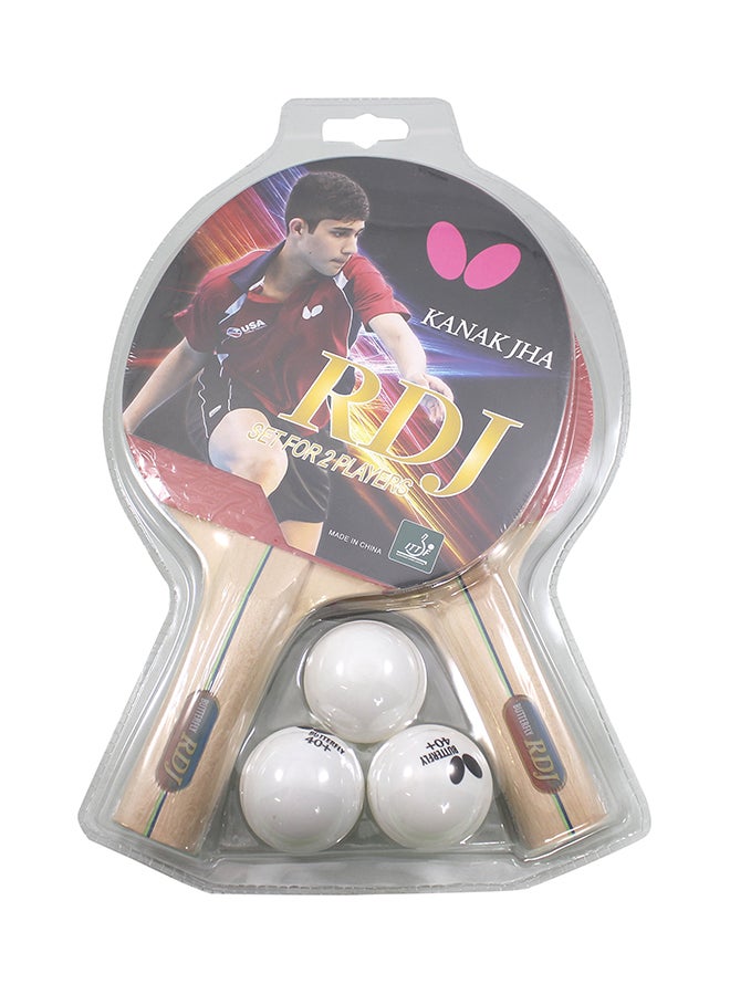 2-Piece Rdj Player Ping Pong Paddle With Balls Set