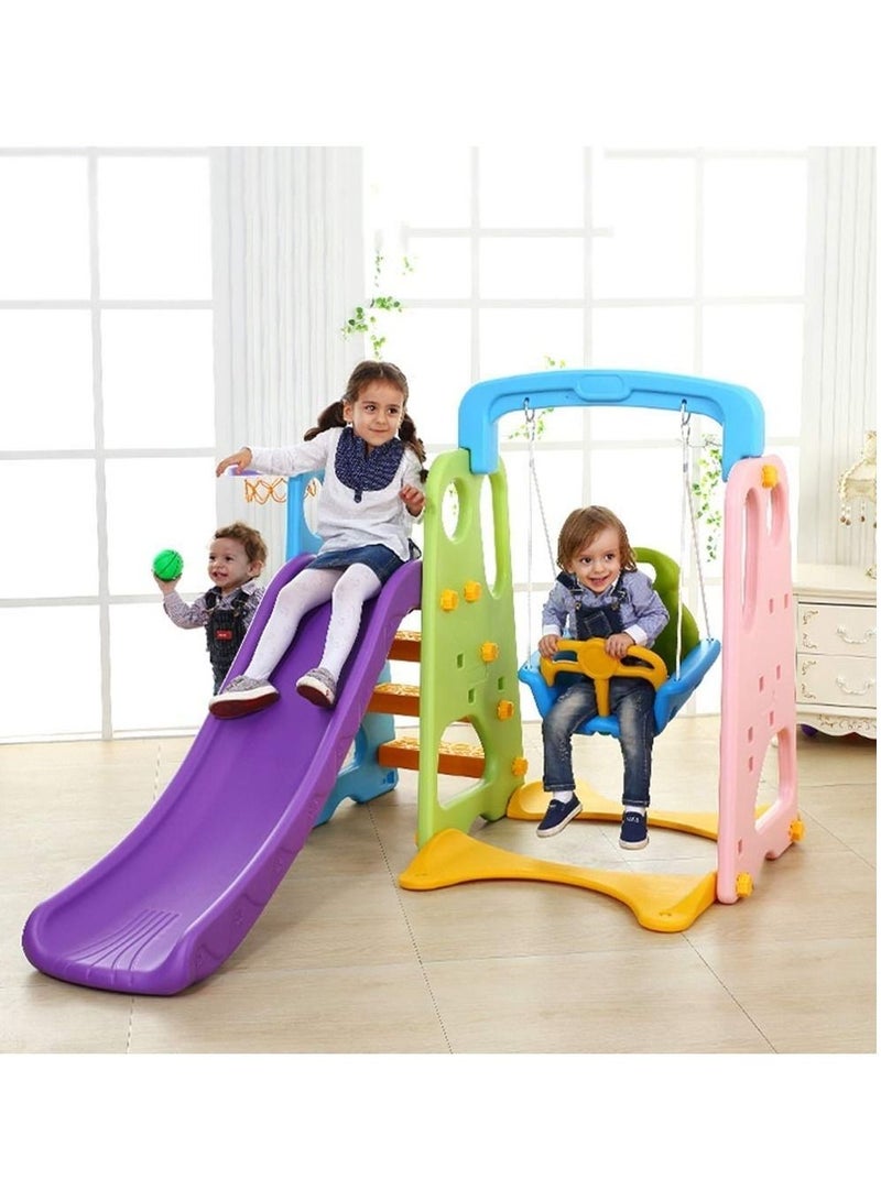 RBWTOYS  Baby Series 3 in 1 Kid's Swing, indoor Slide with Basketball Hoop. RW-16339.