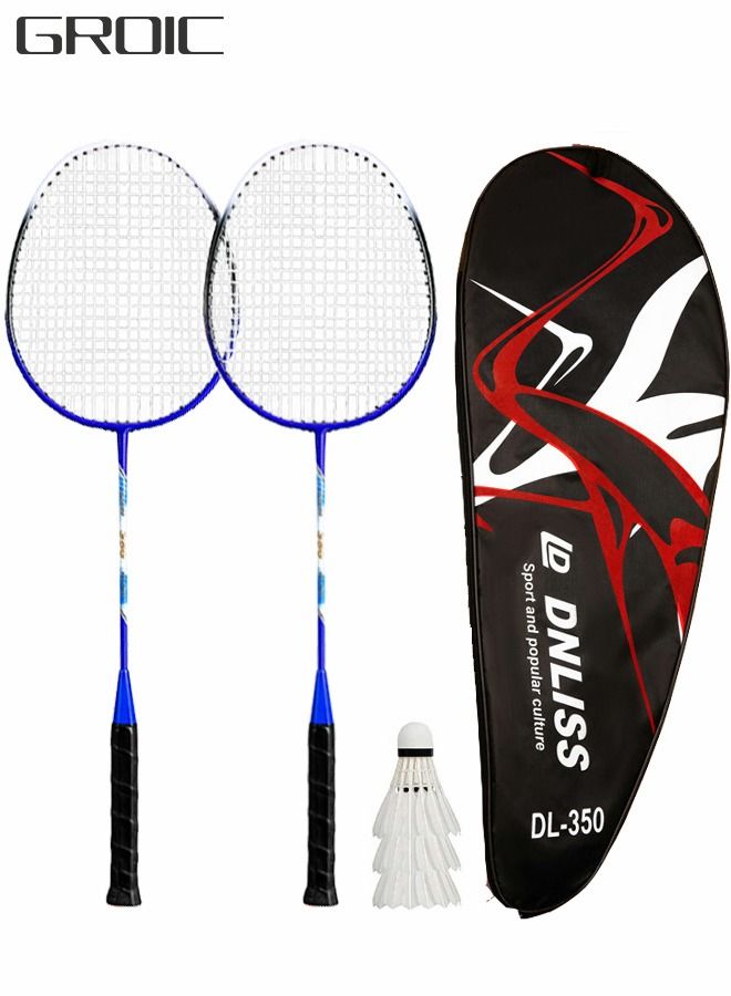 2 Pieces Badminton Set Lightweight Alloy Badminton Racket Including 3 Badminton and 1 Racket Bags Outdoor Sports Accessories