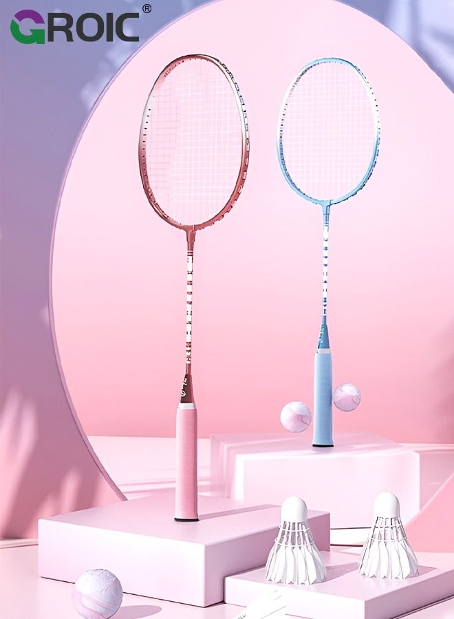 1 Pairs Badminton Rackets Set with 3 Pcs Badminton Balls and Carrying Bag Included, Upgrade Lightweight Adult Badminton Racket Set for Backyard Outdoor Game, Professional Training, Sport