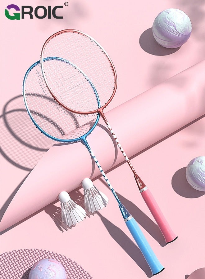 1 Pairs Badminton Rackets Set with 3 Pcs Badminton Balls and Carrying Bag Included, Upgrade Lightweight Adult Badminton Racket Set for Backyard Outdoor Game, Professional Training, Sport