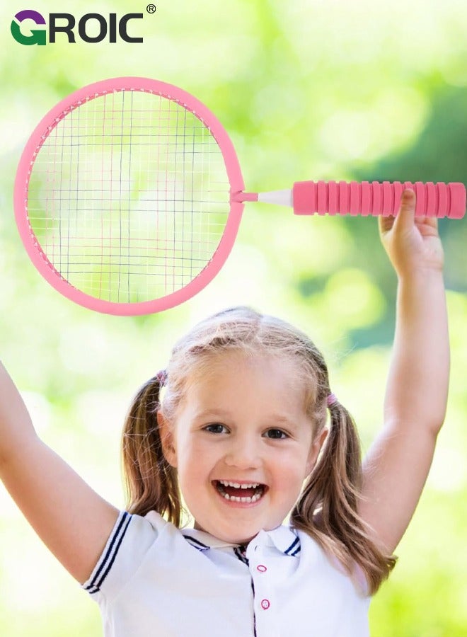 1 Pairs Badminton Rackets Set for Children with 10 Pcs Badminton Balls +1 Whistle +1 Plastic Ball + Carrying Bags, Upgrade Lightweight Kids Shuttlecocks Sports Nylon Alloy Badminton Rackets Set