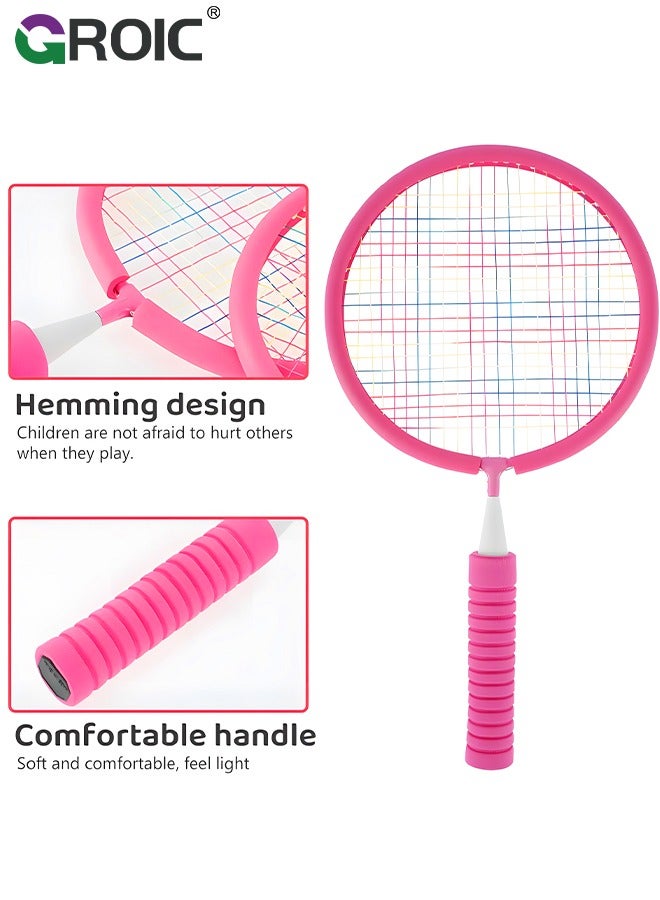 1 Pairs Badminton Rackets Set for Children with 10 Pcs Badminton Balls +1 Whistle +1 Plastic Ball + Carrying Bags, Upgrade Lightweight Kids Shuttlecocks Sports Nylon Alloy Badminton Rackets Set
