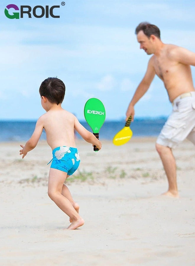 Badminton Set 2 Rackets 4 Birdies Balls, Paddle Ball Game Ideal Gifts, Outdoor Toys Paddle Ball Game for Kids, Teens, Adults and Family, Perfect for Beach, Yard, Lawn, Camping, Party Activities