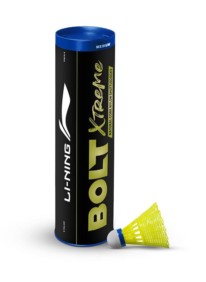 Bolt Xtreme Medium - Nylon Shuttlecock - Pack Of 6 - Yellow/Medium