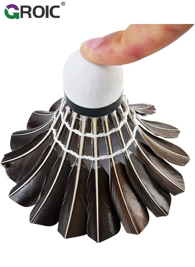 12 Pack Badminton Birdies Shuttlecocks, Badminton Goose Feather Stable Durable High Speed Training Badminton Balls for Indoor & Outdoor Practice Sports Training Activities