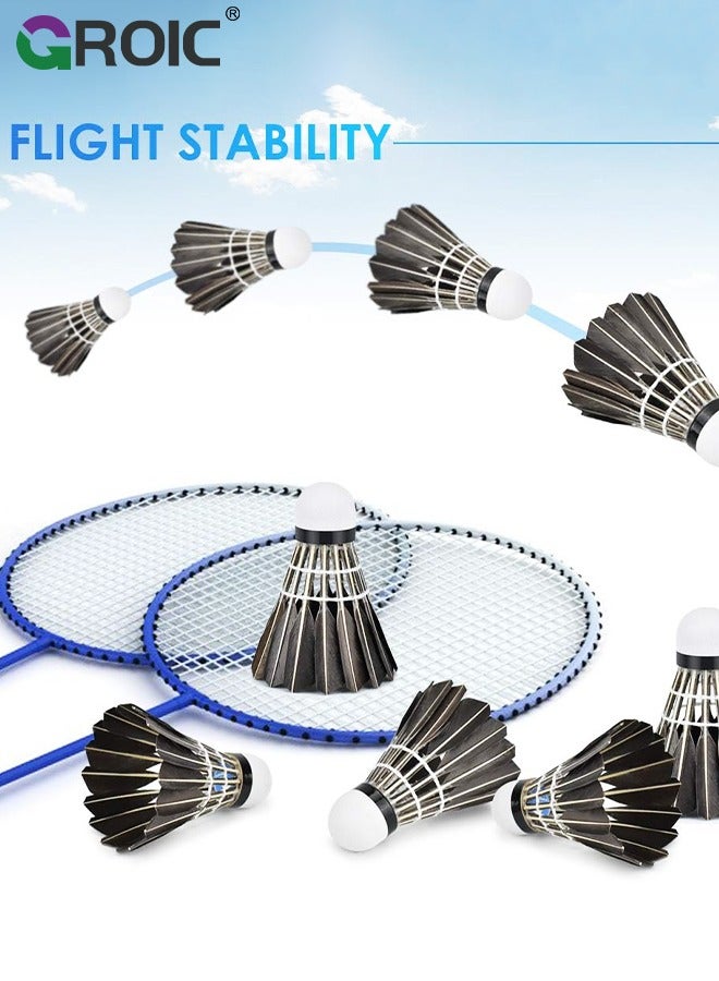 12 Pack Badminton Birdies Shuttlecocks, Badminton Goose Feather Stable Durable High Speed Training Badminton Balls for Indoor & Outdoor Practice Sports Training Activities