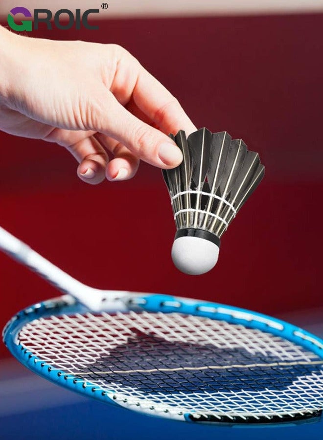 12 Pack Badminton Birdies Shuttlecocks, Badminton Goose Feather Stable Durable High Speed Training Badminton Balls for Indoor & Outdoor Practice Sports Training Activities