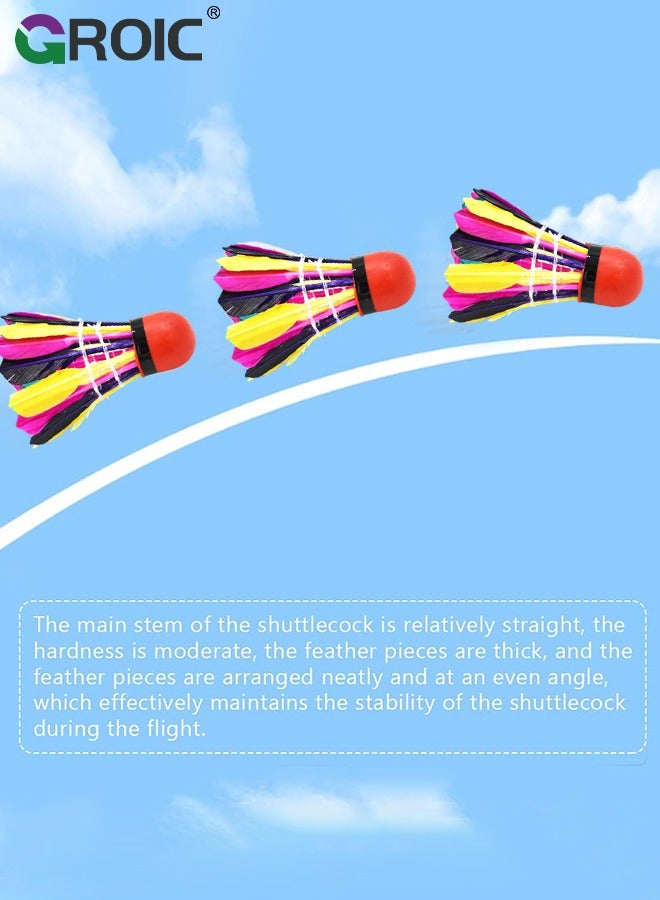 10 Pack Badminton Birdies Shuttlecocks, Badminton Duck Feather Stable Durable High Speed Training Badminton Balls for Indoor & Outdoor Practice Sports Training Activities
