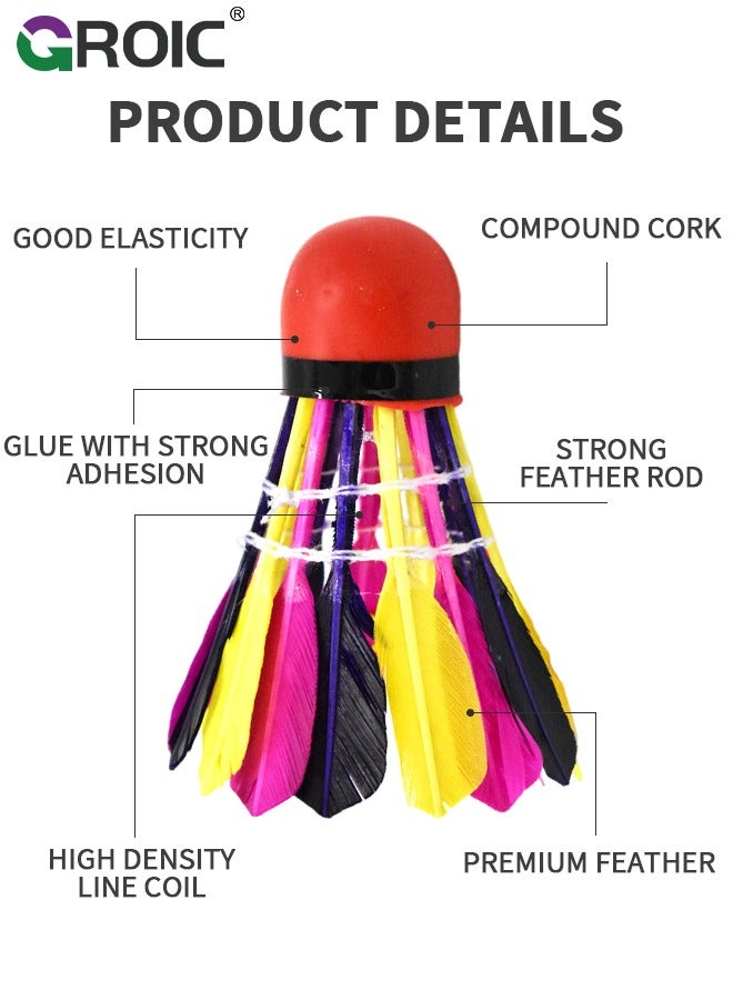 10 Pack Badminton Birdies Shuttlecocks, Badminton Duck Feather Stable Durable High Speed Training Badminton Balls for Indoor & Outdoor Practice Sports Training Activities