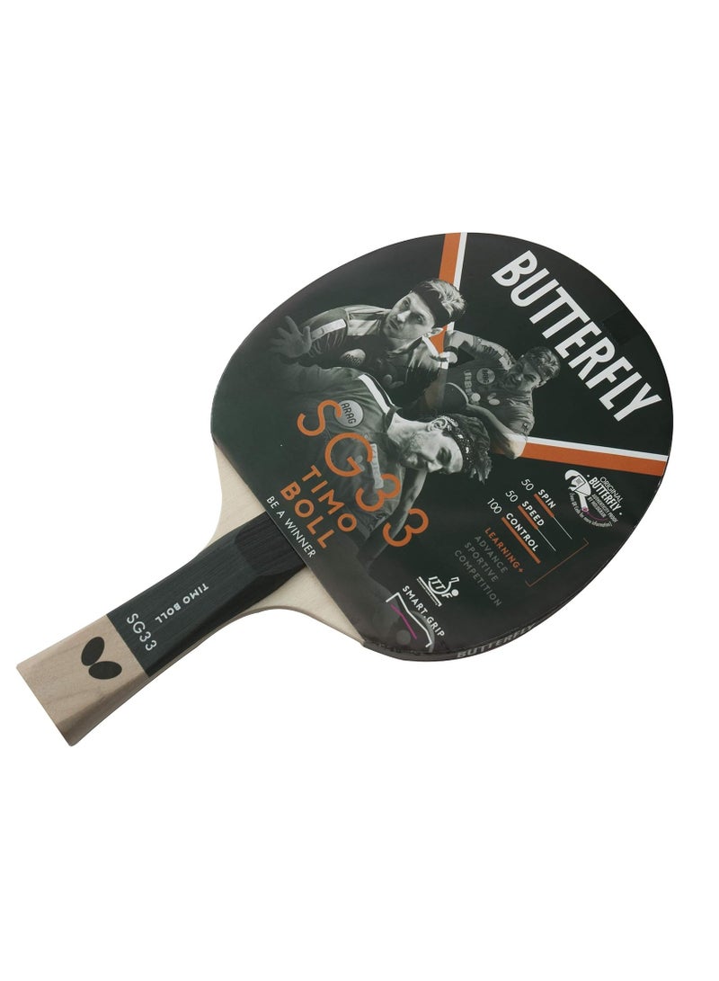 Butterfly SG33 Table Tennis Bat, Black and Red, One