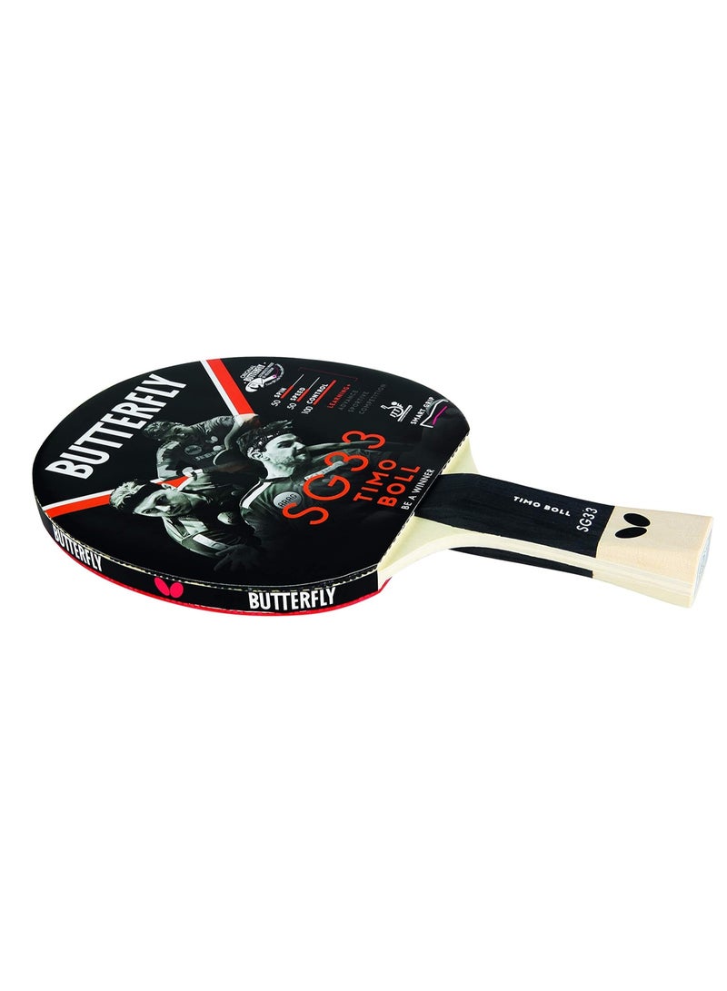 Butterfly SG33 Table Tennis Bat, Black and Red, One