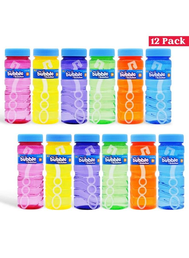 12 Pack Bubble Bottles (4Oz Bubbles Solution) Bubbles Party Favors For Kids Bubbles Wand Bulk Assorted Colors Large Bubble Kit Toddler Summer Outside Toys Summer Gift For Kids