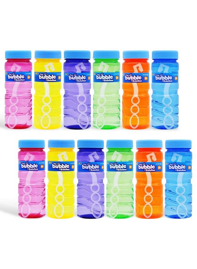 12 Pack Bubble Bottles (4Oz Bubbles Solution) Bubbles Party Favors For Kids Bubbles Wand Bulk Assorted Colors Large Bubble Kit Toddler Summer Outside Toys Summer Gift For Kids