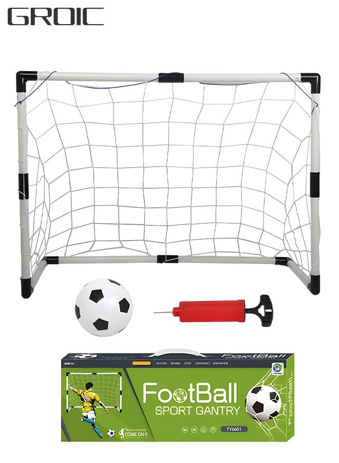 Sports Mini Soccer Goal Set - Backyard + Indoor Mini Net + Ball Set with Pump - Portable Folding Football Goal Set for Kids - 95*70CM