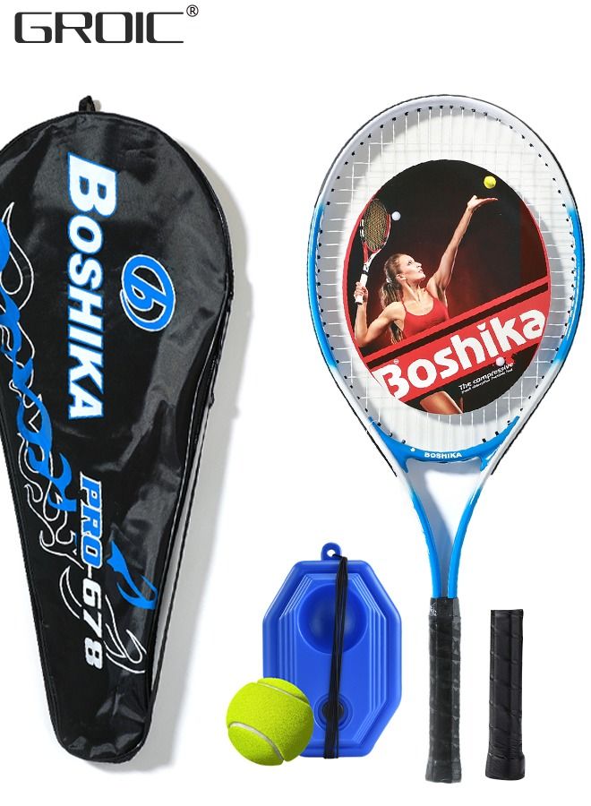 Tennis Rackets with Tennis Trainer Set, Recreational Adult Tennis Rackets Beginner Tennis Racket with 1 Tennis Trainer String Balls Elastic and a Portable Mesh Bag