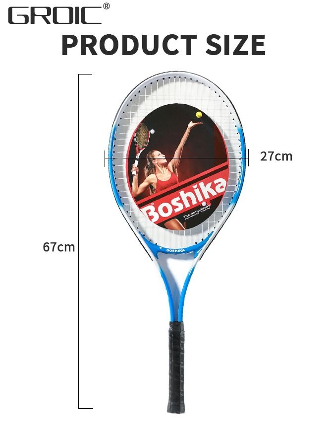 Tennis Rackets with Tennis Trainer Set, Recreational Adult Tennis Rackets Beginner Tennis Racket with 1 Tennis Trainer String Balls Elastic and a Portable Mesh Bag