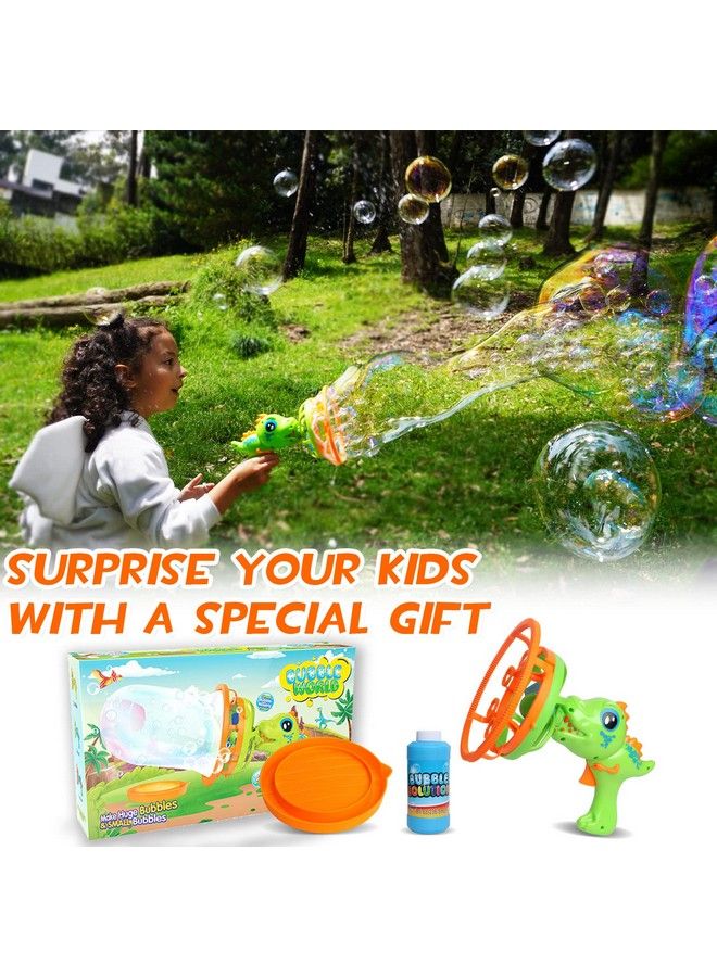 Kids Bubble Gun Machine For Toddlers 1 3 Big Bubble Wand Giant Bubble Blower Bubble Maker Fun Dinosaur Outside Outdoor Toys Birthday Gifts For Boys Age 4 8