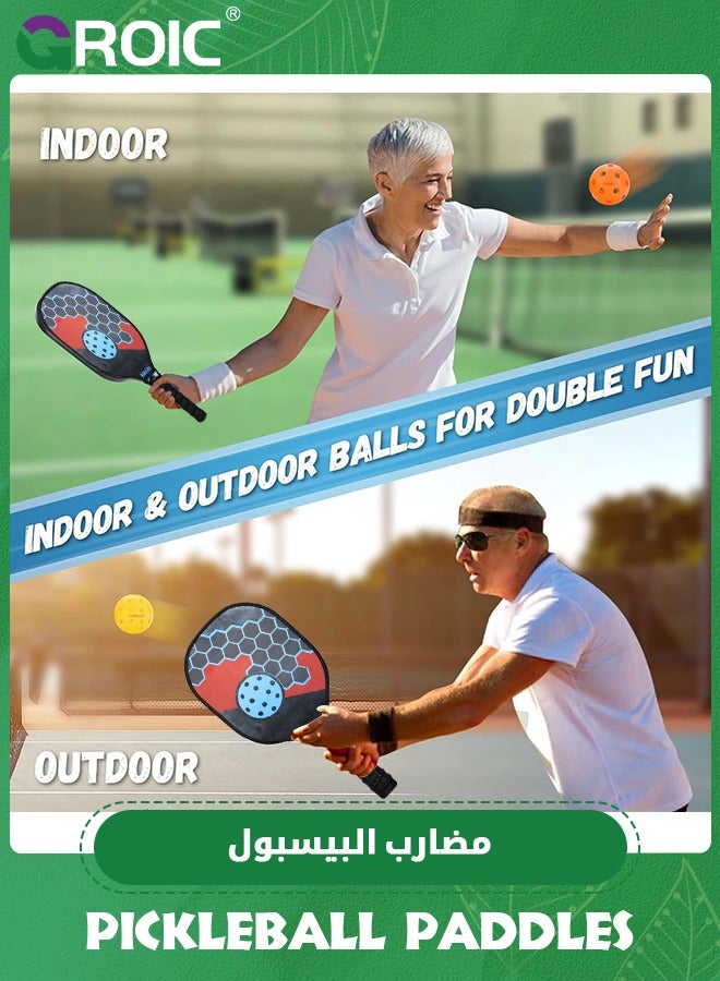 Pickleball Paddle,Pickleball Paddle/Paddles Set, Polypropylene Honeycomb Core, Anti-Slip Sweat-Absorbing Grip, 4 Pickleball, Portable Carry Bag, Pickle Ball for Beginners