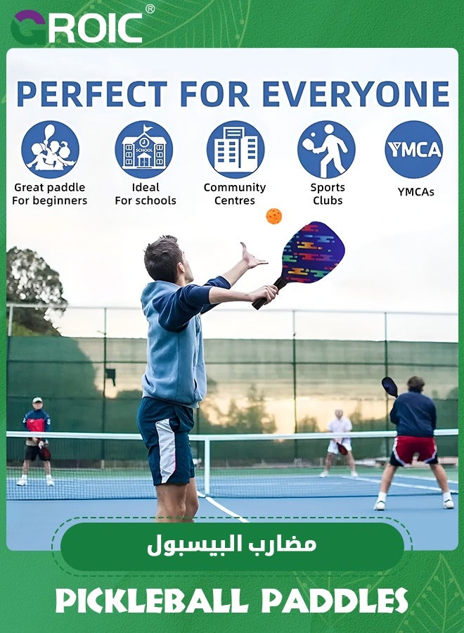 Pickleball Paddle,Pickleball Paddle/Paddles Set, Polypropylene Honeycomb Core, Anti-Slip Sweat-Absorbing Grip, 4 Pickleball, Portable Carry Bag, Pickle Ball for Beginners