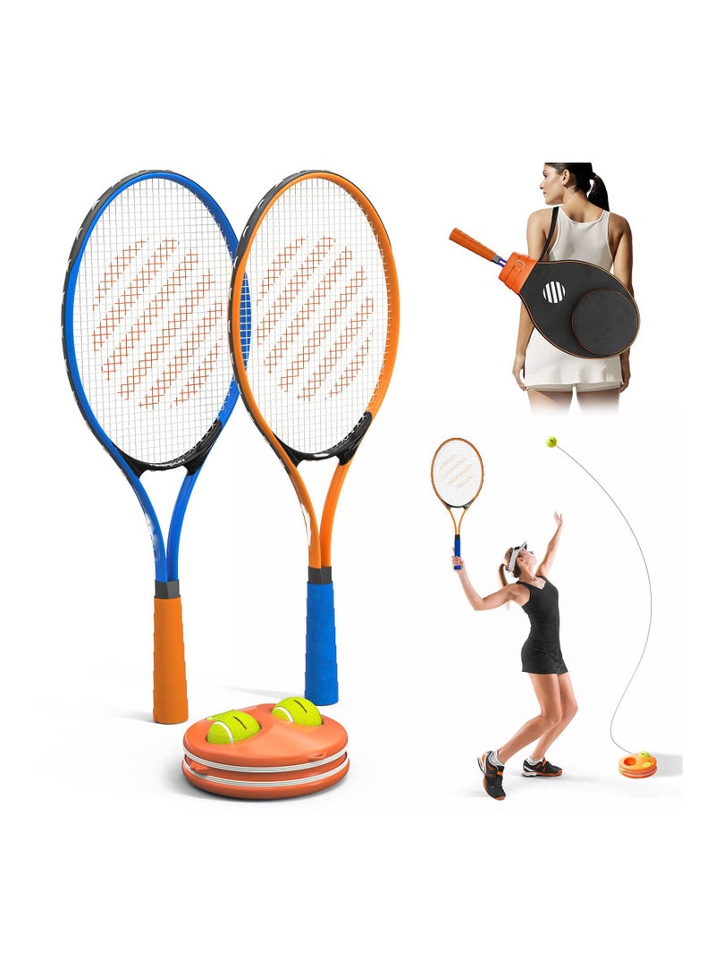 Tennis Trainer Rebound Ball Set, Professional Racket, Portable Practice Rebounder, Equipment with 2 Racket & Bag, Suitable for Level Players
