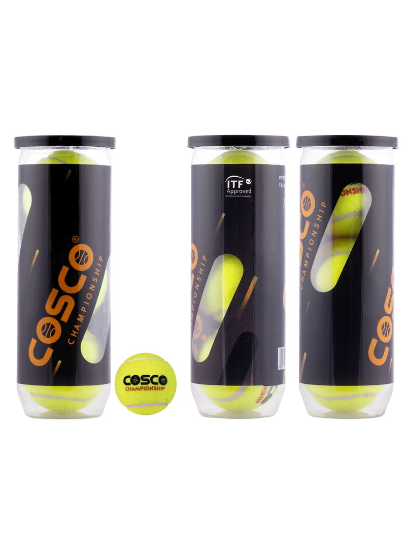 Mega Pack Of 9 International Tennis Federation Approved Championship Tennis Balls In Three Petcans