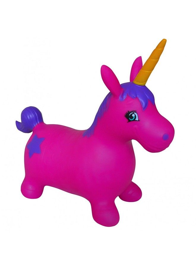 Unicorn Bouncer With Hand Pump Inflatable Space Hopper Ride On Bouncy Animal (Purple)