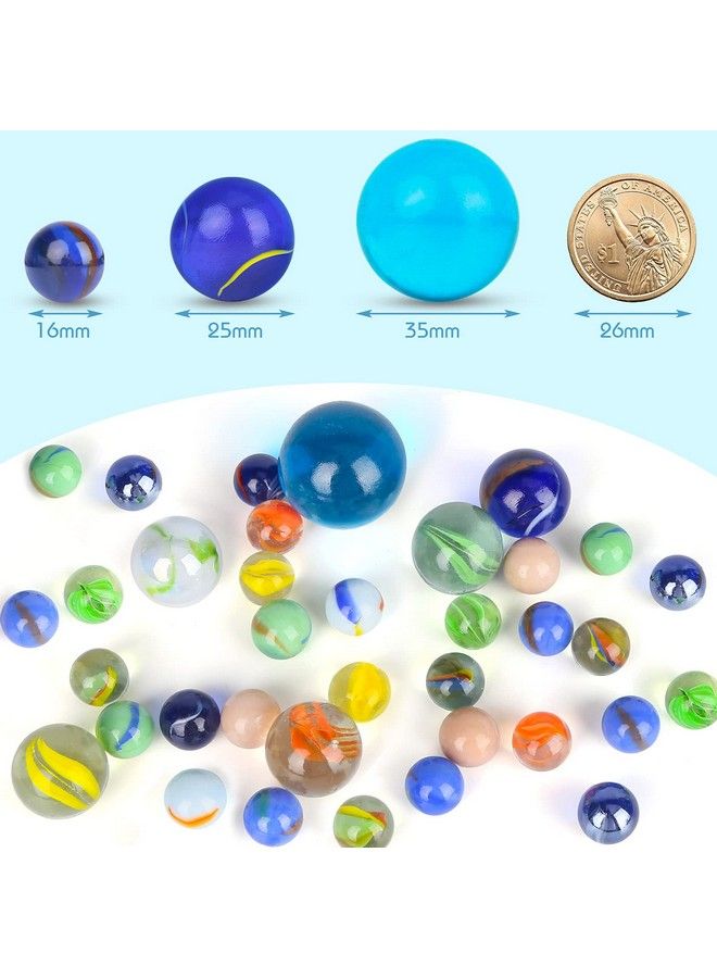 66 Pcs Glass Marbles 3 Sizes Assorted Colors Round Marbles Toy Variety Of Patterns Marbles Bulk For Kids Marble Games Diy And Home Decoration