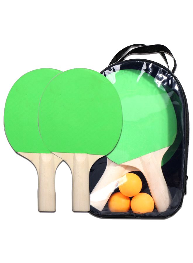 5-Piece Table Tennis Racket And Balls Set 27.0x17.0x7.0cm