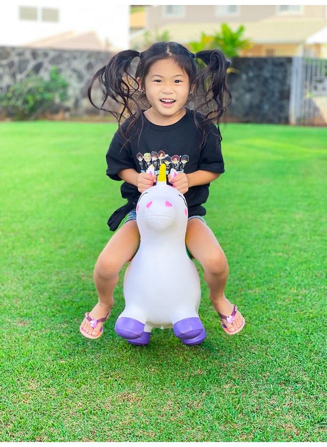 Bouncy Unicorn Horse Kids Ride On Bouncer Toddler Girl Bouncing Animal Hopper Inflatable Hopping Toy For Birthday Gift 18 Months 2 3 4 5 Year Old Kids Toddlers Boys Girls